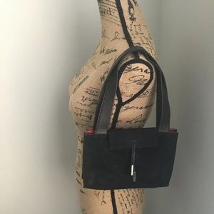 Tumi Black Suede Small Hand Bag.